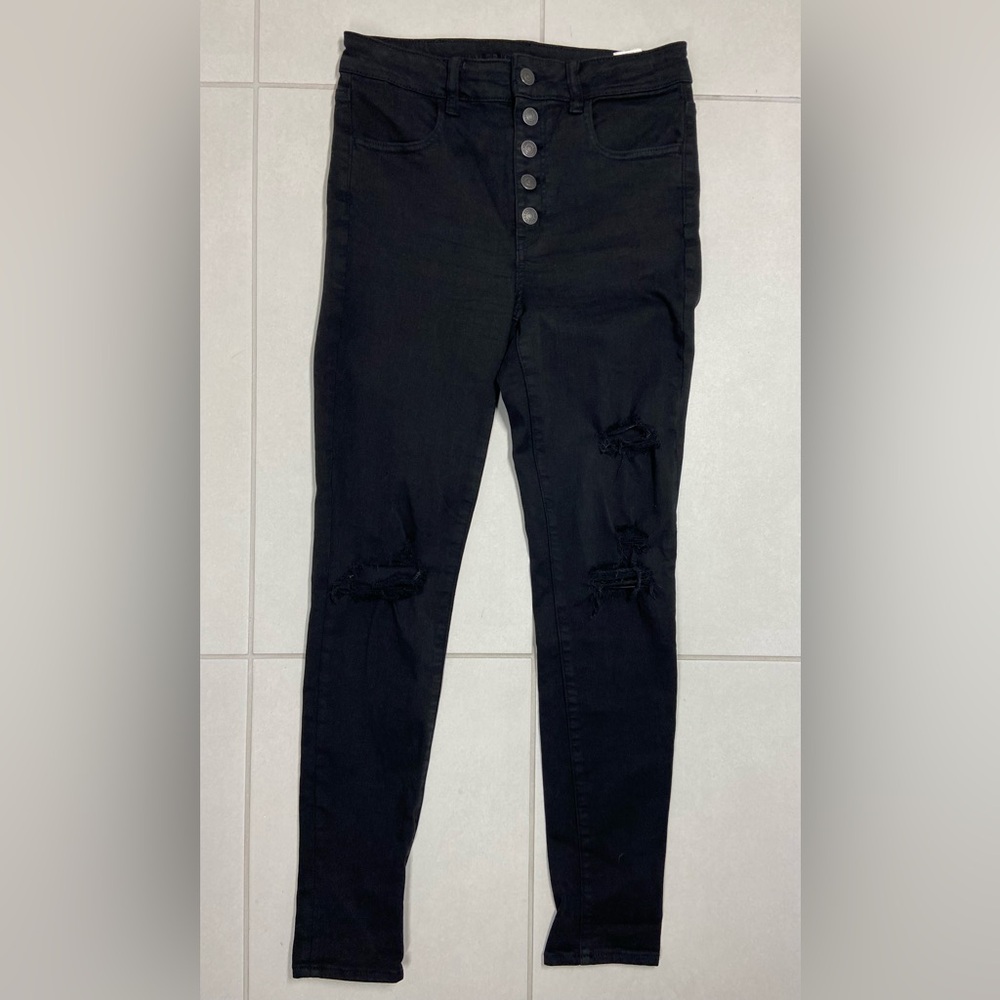 American Eagle Super Hi‑Rise Black Skinny Jeans – Next Level Stretch | Size 6